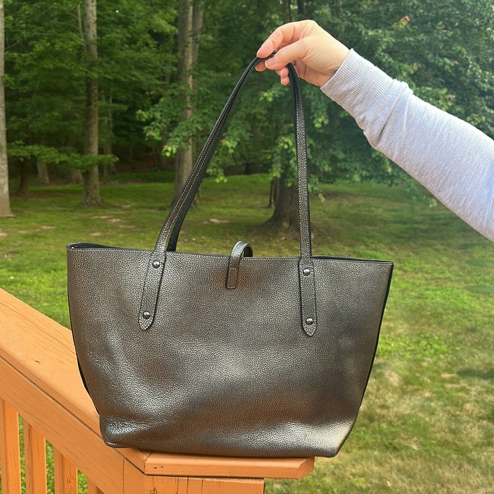 Coach gun metal Leather market Tote Bag - Picture 2 of 16